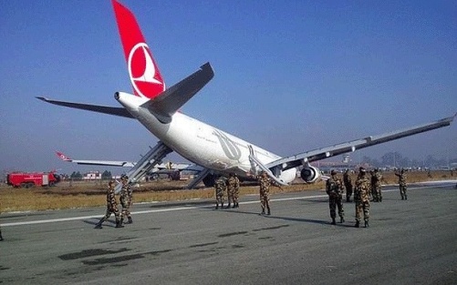 The crashed Turkish Airlines plane. Turkish Airlines, as we would eventually discover, are utterly inept (although they serve great food!)